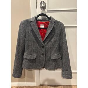 Gap Blazer Women's 6 The Academy Blazer Classic Herringbone Wool Silk Gray